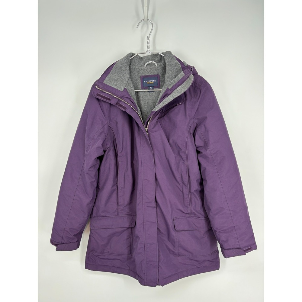 Lands' End Coat Girls M 10-12 Purple The Squall Coat Removable Hood Lined